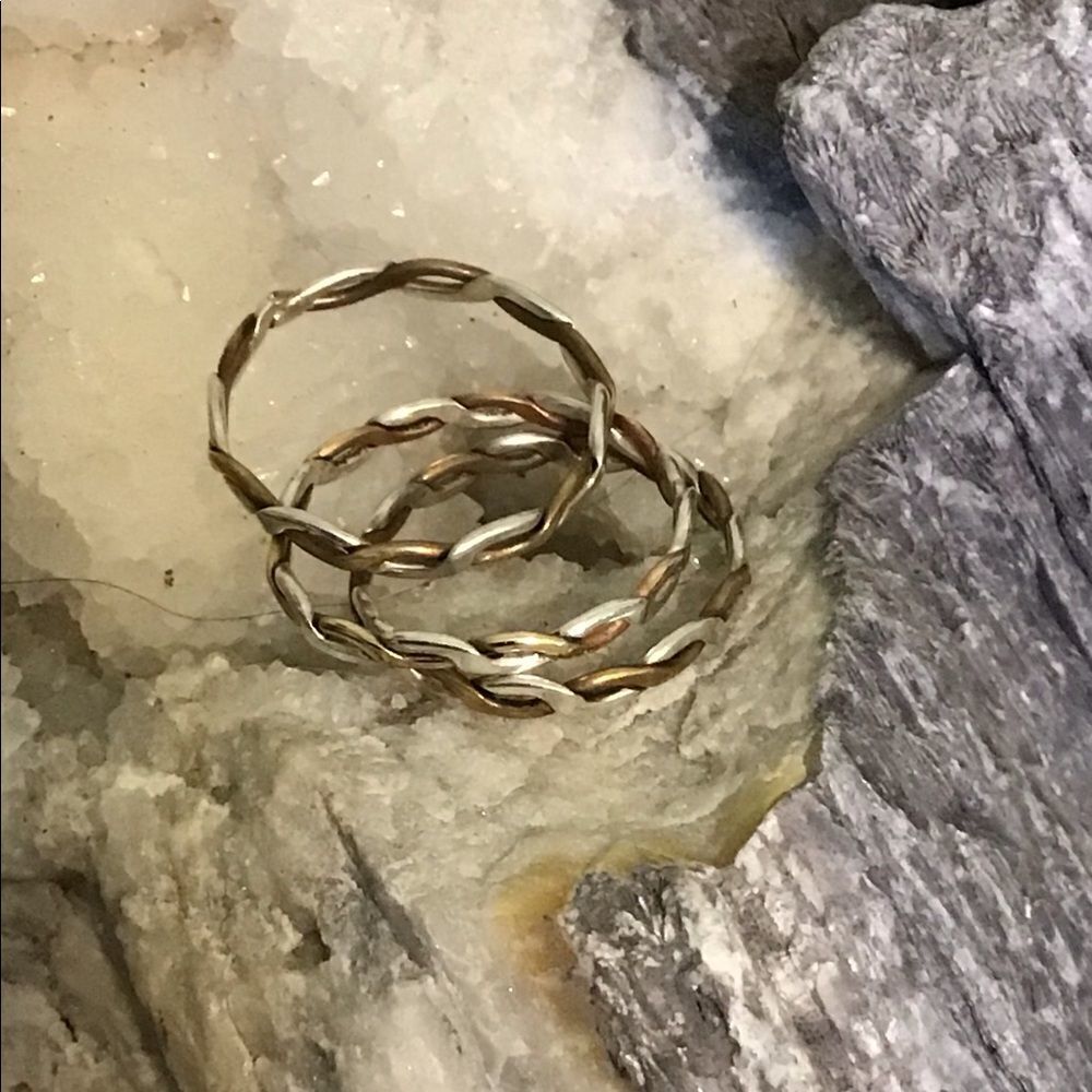Minimalist Sterling Silver & Brass Ring, Handmade, NEW